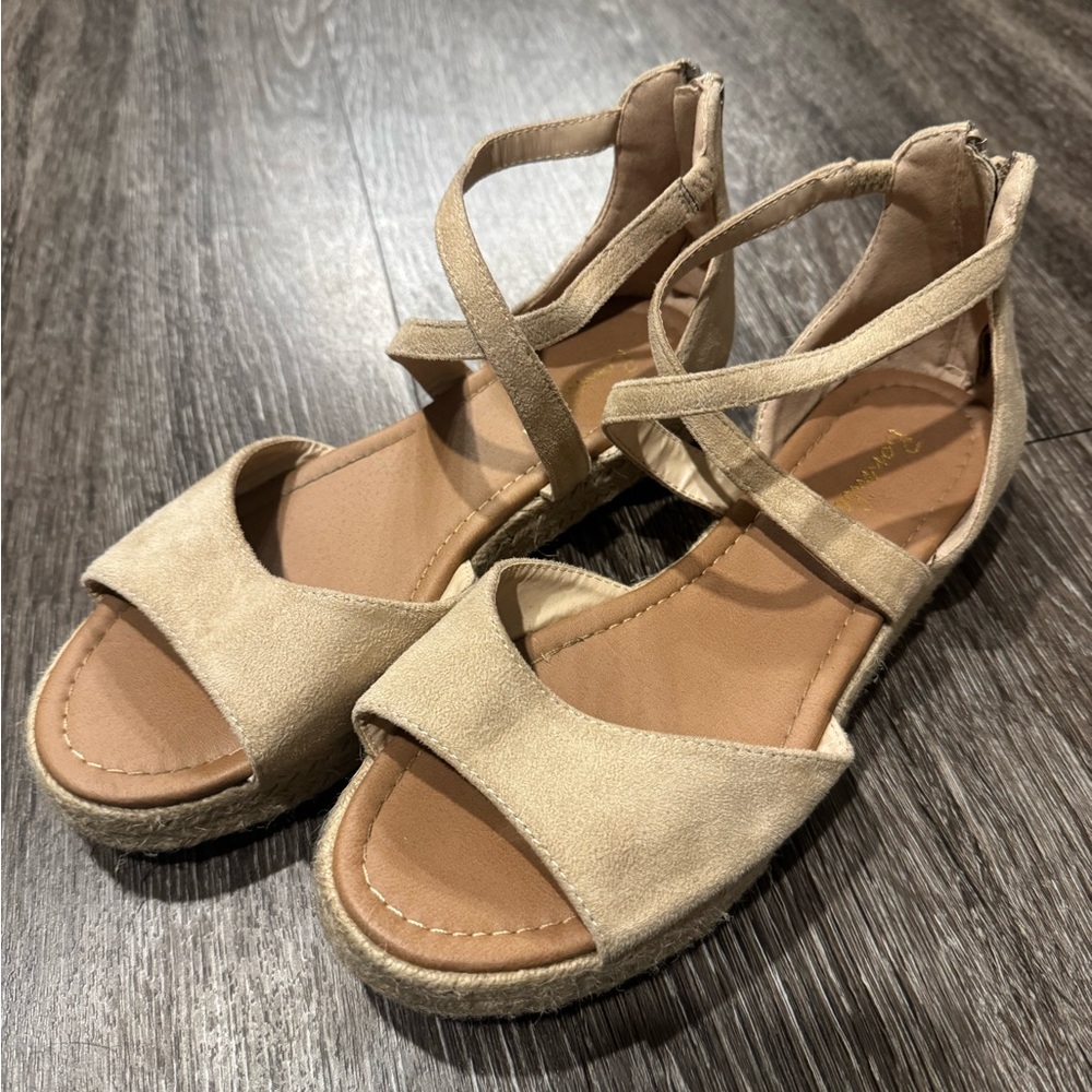 Tan Suede Platform Sandals